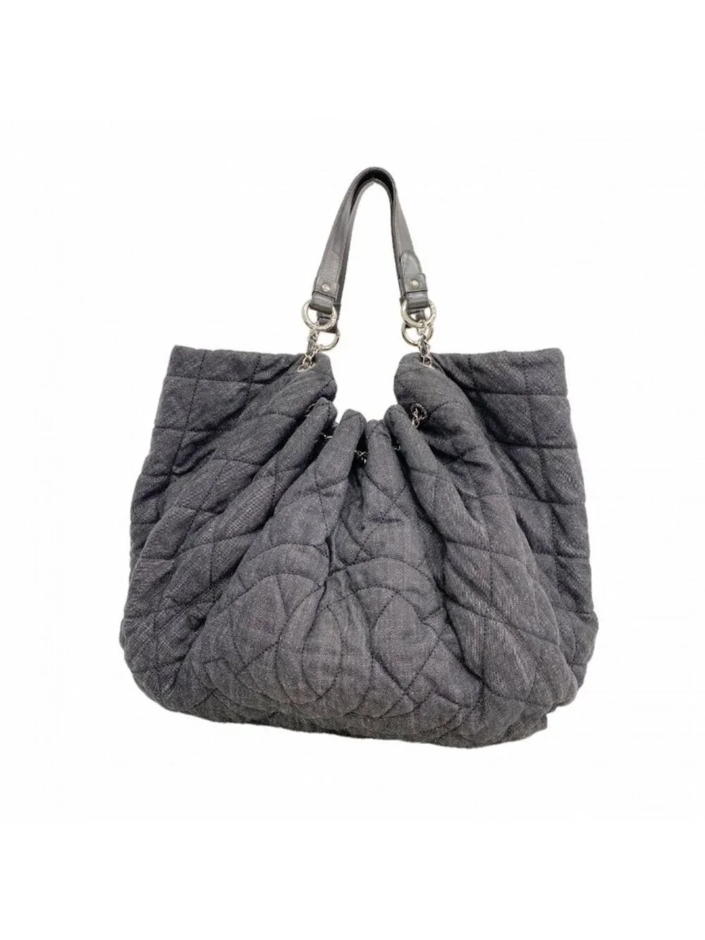 Chanel Chain Tote Coco Cabas GM Denim Black Silver